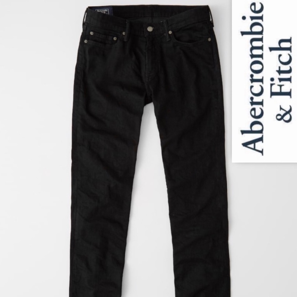 Abercrombie & Fitch Keenan Stretch Straight Leg Jeans - BLACK - 28W…